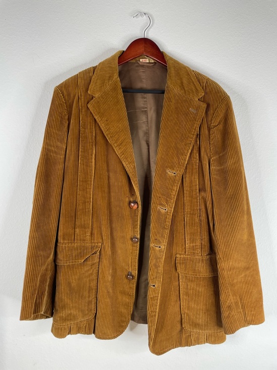 Vintage Other - Vintage 70s Wide Wale Corduroy Blazer Men's 42R Brown Japan Made Sport Coat